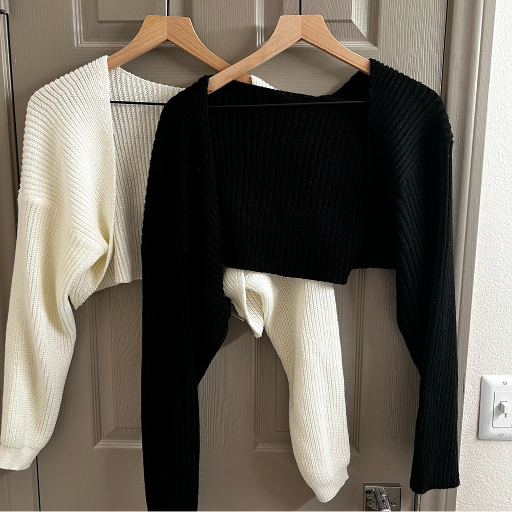 SHEIN Crop Cardigans Bundle - black & cream